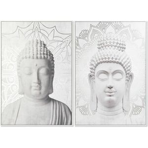Schilderij DKD Home Decor 82,5 x 4,5 x 122,5 cm Boeddha Orientaals (2 Stuks)