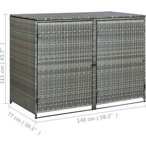 VidaXL Containerberging Dubbel 148x77x111 cm Poly Rattan Antraciet