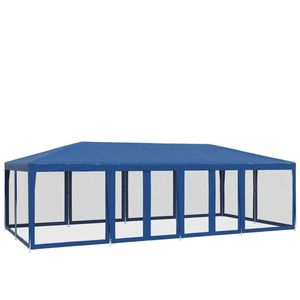 vidaXL - Partytent - met - 12 - mesh - zijwanden - 8x4 - m - HDPE - blauw