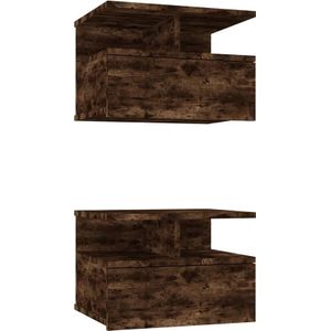 VidaXL Zwevende Nachtkastjes 2 st. 40x31x27 cm - Hout Gerookt Eikenkleurig