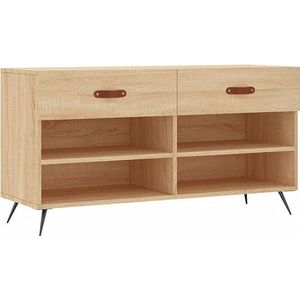 vidaXL - Schoenenbank - 102x35x55 - cm - bewerkt - hout - sonoma - eikenkleurig