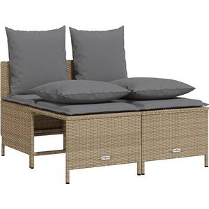 vidaXL - 4-delige - Loungeset - met - kussens - poly - rattan - beige