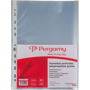 Pergamy geperforeerde showtas, ft A4, 11-gaatsperforatie, gekorrelde PP van 80 micron, pak van 50 st