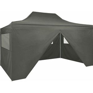 VidaXL Inklapbare Partytent 3x4m Staal Antraciet + 4 Zijwanden