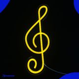 Neon Lamp - Muzieknoot Geel - Incl. Ophanghaakjes - Neon Sign - Neon Verlichting - Neon Led Lamp - Wandlamp