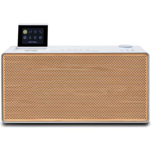 Pure Evoke Home - Wood Edition, alles-in-één muzieksysteem in Cotton Wit met kersenhouten rooster