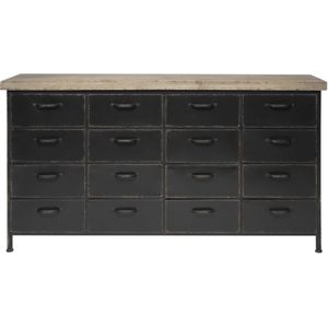 Rootsmann 16 ladekast Zwart | Dressoir Metaal & Hout