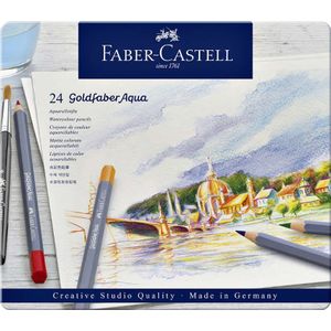 24 Aquarelpotloden Faber-Castell Goldfaber in bliketui