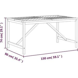 Tuintafel 150x90x74 cm massief acaciahout