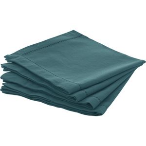 Atmosphera Katoenen Chambray servetten blauw - 4 stuks - Stoffen servetten - 40 x 40 cm