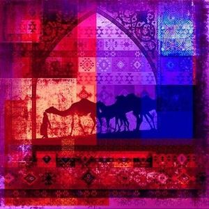 Arabisch schilderij Camels Rood