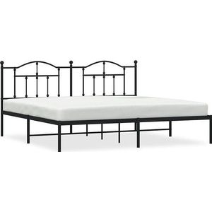 vidaXL - Bedframe - met - hoofdbord - metaal - zwart - 200x200 - cm