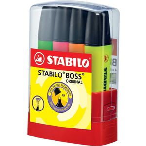 STABILO BOSS ORIGINAL markeerstift, Desk set Parade van 4 stuks in geassorteerde kleuren