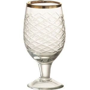 J-Line Rand glas - drinkglas - goud - 8 stuks - woonaccessoires