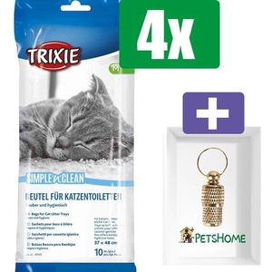 Trixie Kattenbakzakken - Simple'N'Clean - 10 ST 37X48 CM - 4 Stuks - Inclusief PetsHome Goudkleurige Adreskoker