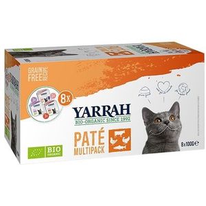 Yarrah Organic Kat Multipack Pate Zalm / Kalkoen / Rund 8X100 GR