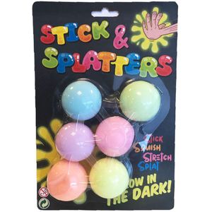 Sticky Stretch Ballen Glow in the Dark,
 6st