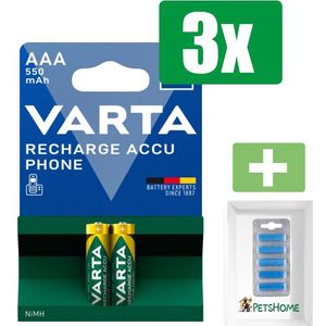 Varta 58397 AAA Phone 550mAh Recharge blister 2 - 3 Pakken - Inclusief PetsHome Geurstaafjes Fresh
