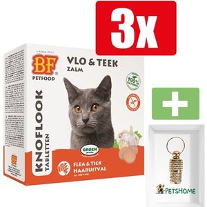 Bf Petfood Kattensnoepjes Bij Vlo Zalm - Kattensnoepjes - 100st - 3 Stuks - Inclusief PetsHome Goudkleurige Adreskoker