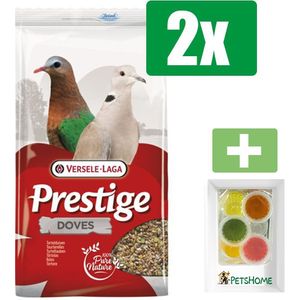 Versele-Laga Prestige Vogelvoer - Tortelduivenvoer - 4 KG - 2 Zakken - Inclusief 6 stuks PetsHome Fruitkuipjes