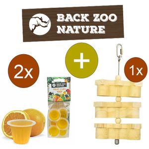 Back Zoo Nature Fruitkuipjes Sinaasappel - Vogelsnack - Inclusief Foerageerhouder - Foerageren