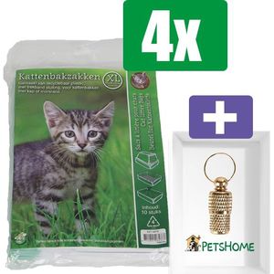 Boon kattenbakzak wit L, pak a 10 stuks - 4 Stuks - Inclusief PetsHome Goudkleurige Adreskoker