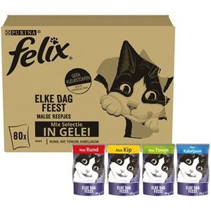 Felix Pouch Elke Dag Feest In Gelei Tonijn / Kabeljauw / Rund / Kip 80X85 GR