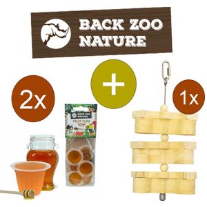 Back Zoo Nature Fruitkuipjes Honing - Vogelsnack - Inclusief Foerageerhouder - Foerageren
