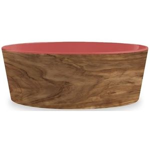 Tarhong Voerbak Hond Olive Melamine Houtprint / Sienna Roze 15,5X15,5X5,5 CM 700 ML