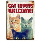Plenty Gifts Waakbord Blik Cat Lovers Welcome