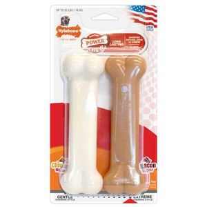 Nylabone Chew Twin Pack Wolf Wit Roze Kip Bacon M