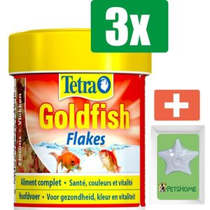 Tetra Visvoer goldfish vlokken 66 ml - 3 stuks - Vissenvoer - Aquarium - Inclusief PetsHome Zuurstofsteen