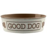 Tarhong Voerbak Good Dog Melamine Wit Taupe 17X17X6 CM 950 ML