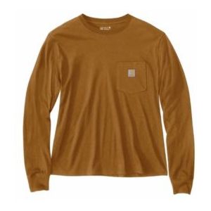 Carhartt - Longsleeve - Bruin - Katoenmix/Tencel - Lichtgewicht met Borstzak