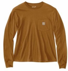 Carhartt - Longsleeve - Bruin - Katoenmix/Tencel - Lichtgewicht met Borstzak