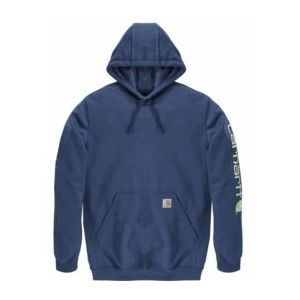 Hoodie Carhartt Men Sleeve Logo Hooded Sweatshirt Deep Ocean Heather-S