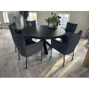 Eetkamertafel eiken zwart rond Maat 150 cm