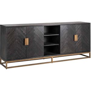 Dressoir Blackbone brass 4-deuren + open vak (Black rustic)