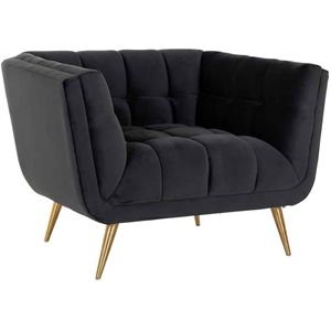 Fauteuil Huxley Antraciet velvet / Brushed gold (Quartz Antraciet 801)