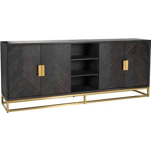 Dressoir Blackbone gold 4-deuren + open vak (Black rustic)