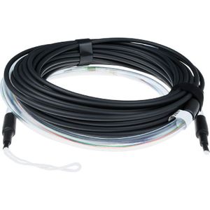 ACT Multimode indoor/outdoor kabel - 50/125 - OM3 - 4-voudig - LC Connectoren - 10 meter - Zwart