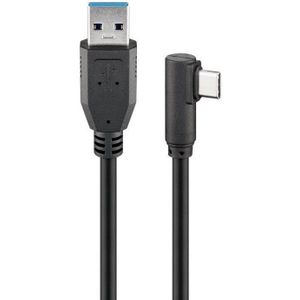 USB-A naar Haakse USB-C Kabel - USB 3.2 Gen 1 - 1,5 meter - Zwart