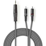 Stereo Tulp (m) - 3,5mm Stereo Jack (m) Kabel - 3 meter - Antraciet