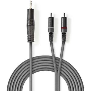 Stereo Tulp (m) - 3,5mm Stereo Jack (m) Kabel - 3 meter - Antraciet