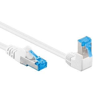 S/FTP CAT6a 10 Gigabit netwerkkabel haaks naar boven / recht / wit - LSZH - 3 meter
