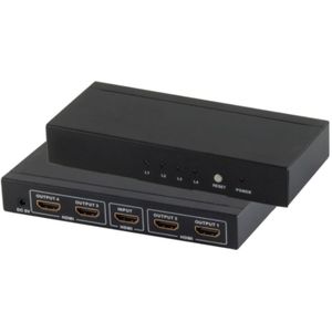 HDMI Splitter - 4-poorts - 4K 30Hz - Metaal - Zwart