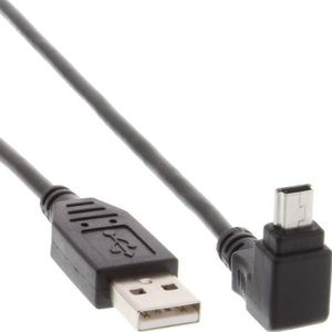 InLine USB 2.0 kabel USB A - USB B Mini 5-pins haaks omhoog 0,5m Zwart