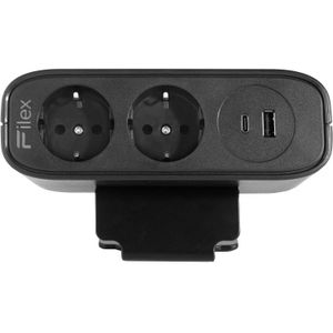 Power Desk Up EP65 - 2x Schuko - USB-A en USB-C 65W oplaadpoort - 1 meter eGST (m) - Zwart