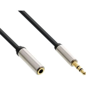 Slim 3,5mm Stereo Jack Verlengkabel - Verguld - 3 meter - Zwart