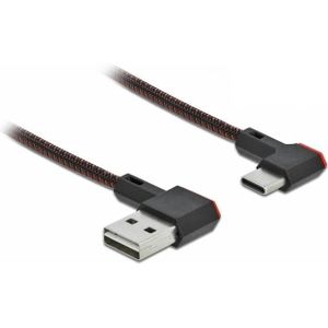 Delock USB-A naar USB-C Kabel - USB 2.0 - USB-A Haaks naar links en rechts - 2 meter - Zwart